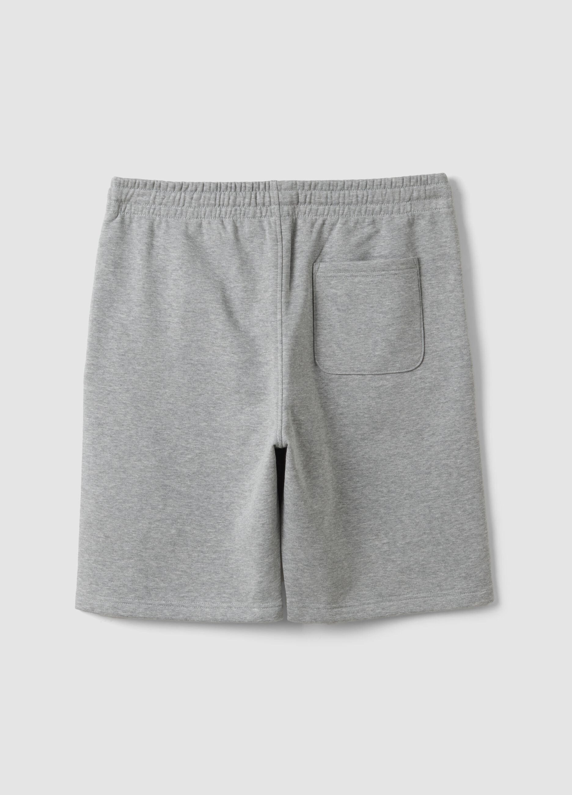 Grey cotton-blend shorts with elasticated waist, regular fit