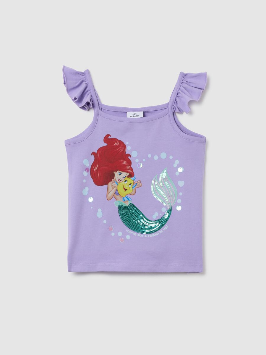 Girls' purple regular fit stretch cotton top with Disney print_0