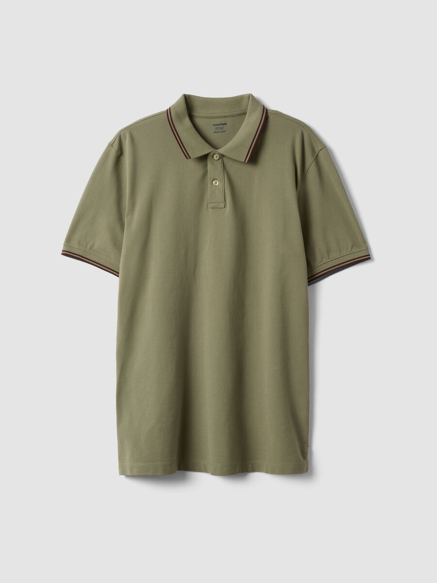 Green stretch cotton polo shirt, regular fit_4