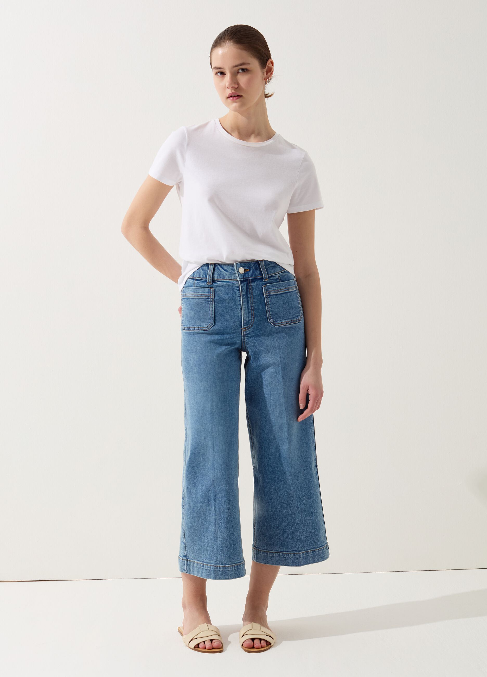 Jeans wide leg cropped