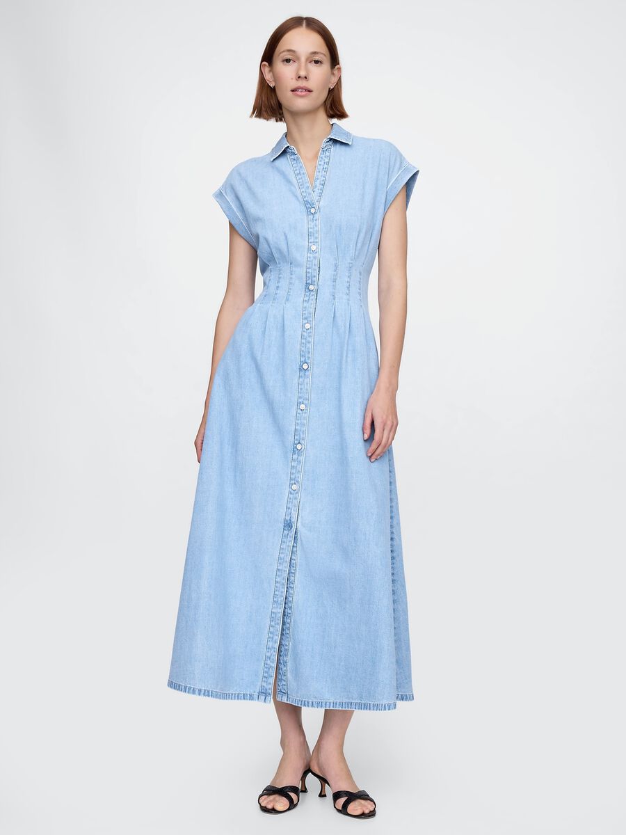 Vestito lungo denim in cotone_0