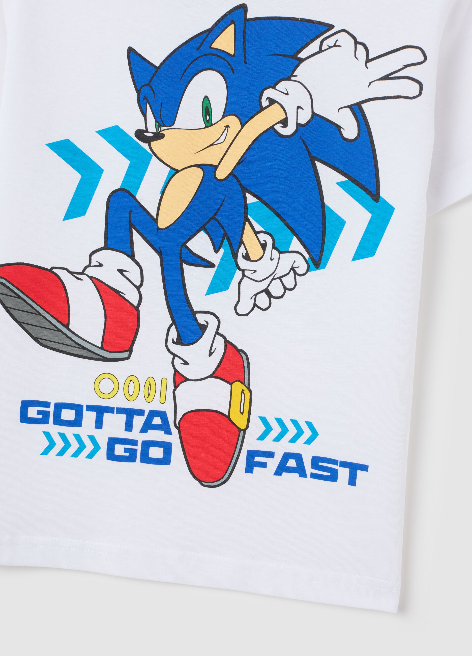 White pure cotton children's t-shirt regular fit with Sonic print