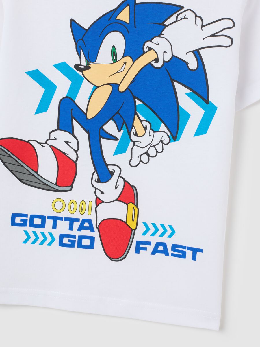 White pure cotton children's t-shirt regular fit with Sonic print_2