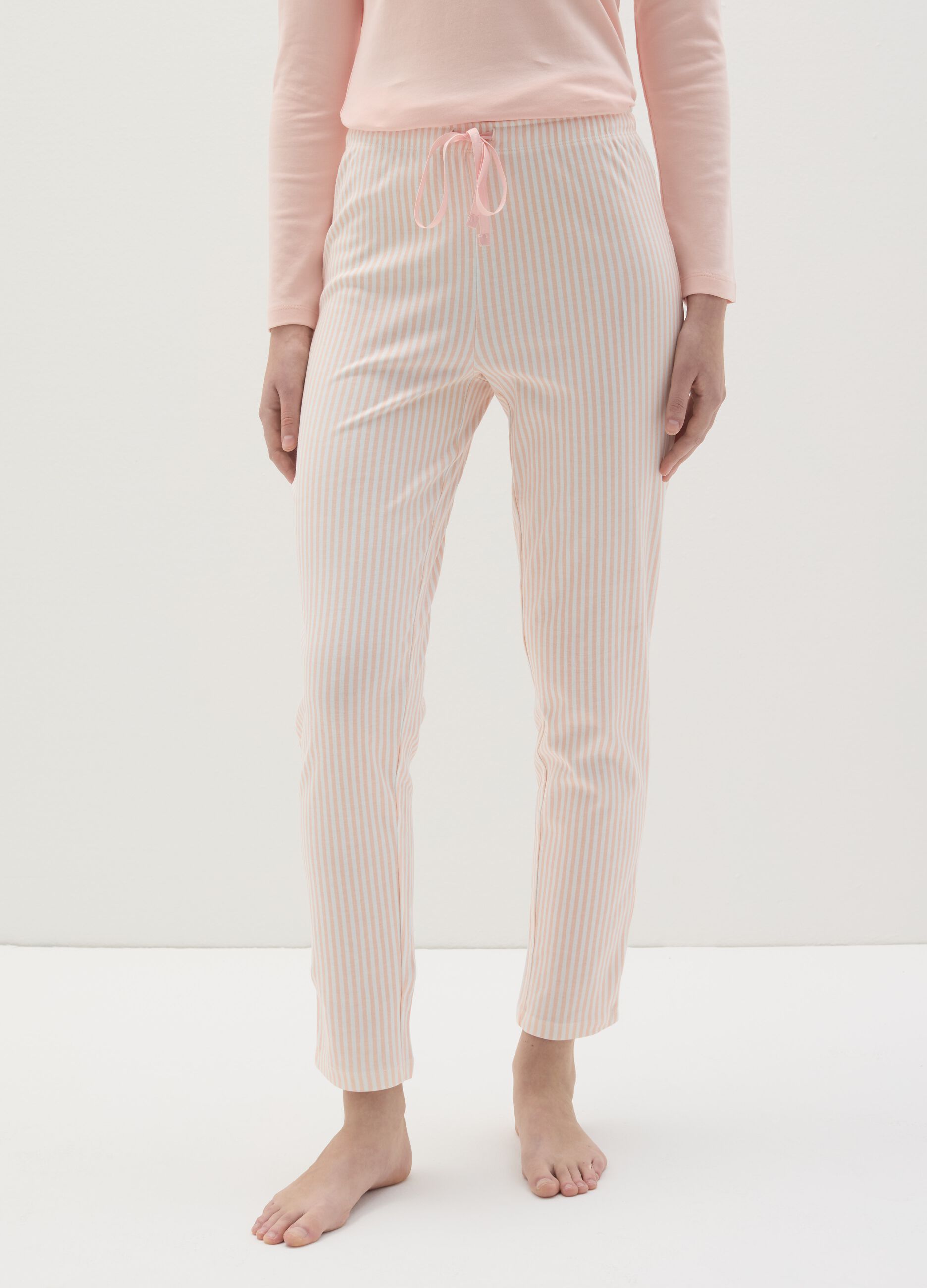Striped cotton pyjama bottoms