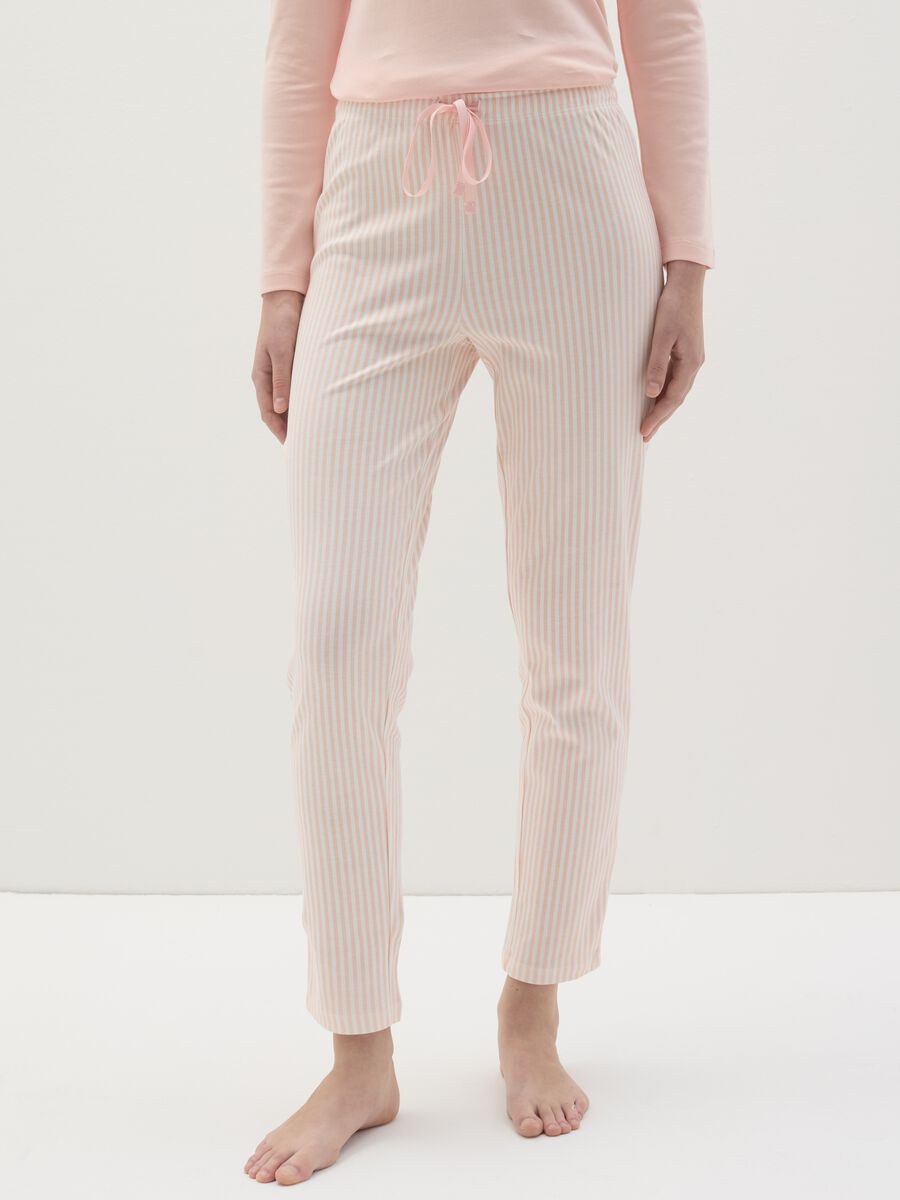 Striped cotton pyjama bottoms_1