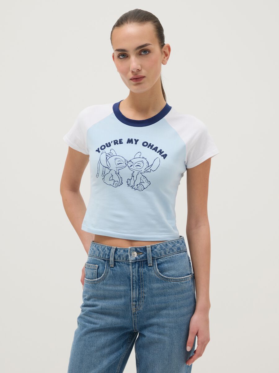 Multicoloured regular fit cotton blend t-shirt with Lilo & Stitch print_0