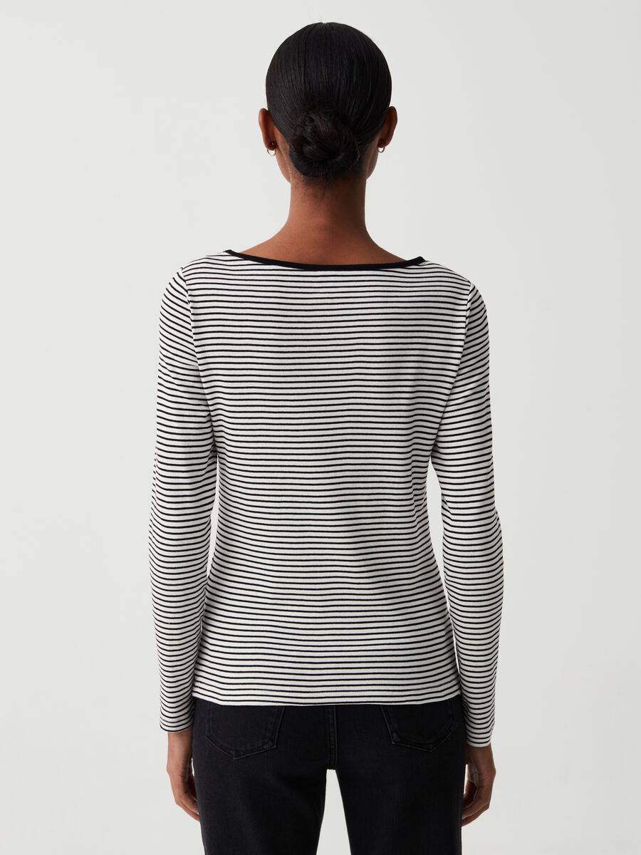 Slim striped T-shirt with boat neck_2