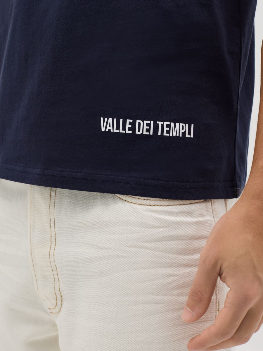 Cotton T-shirt with Valle dei Templi coordinates print_3