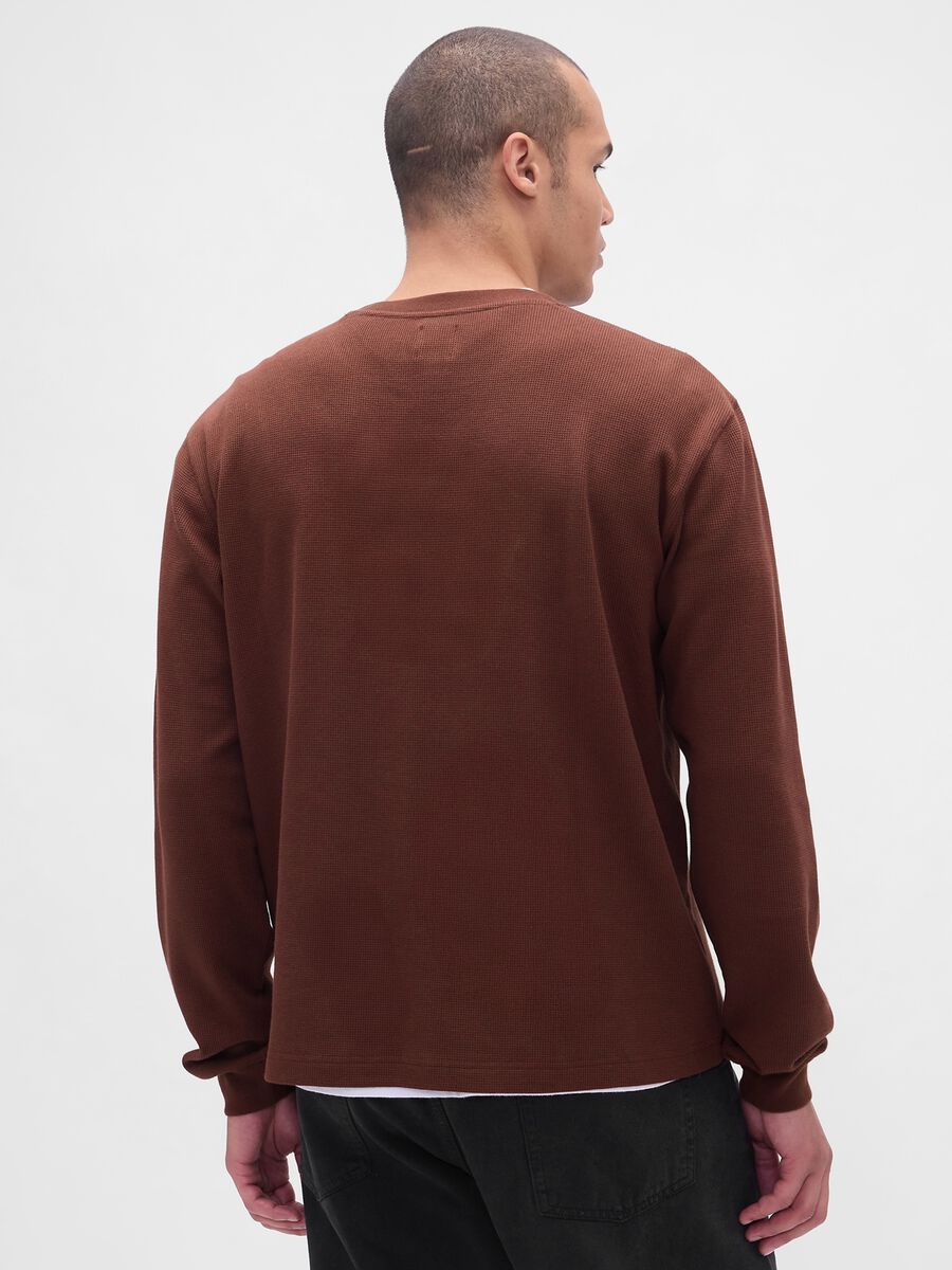 Maglia marrone elasticizzata a maniche lunghe_1