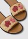 Beige flat sandals with braided embroidered strap_1