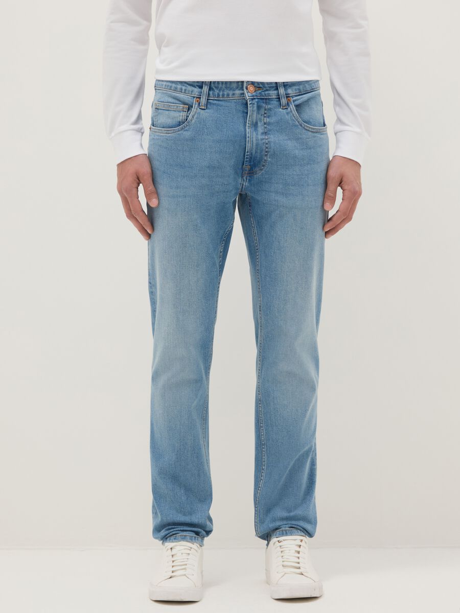 Blue slim fit denim jeans_1