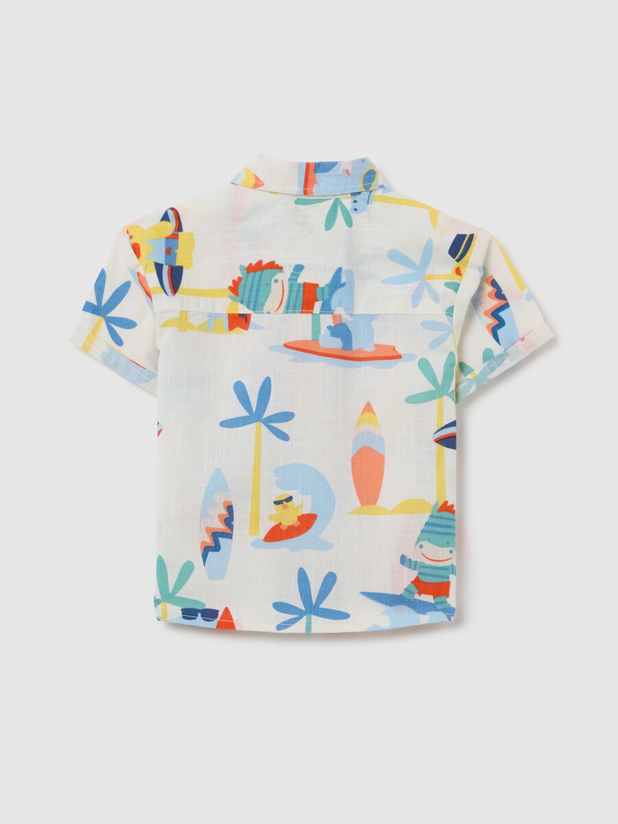 Boys’ short-sleeved multicoloured shirt in 100% cotton with regular fit_1
