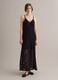 Long black crochet dress with V-neck, regular fit_0