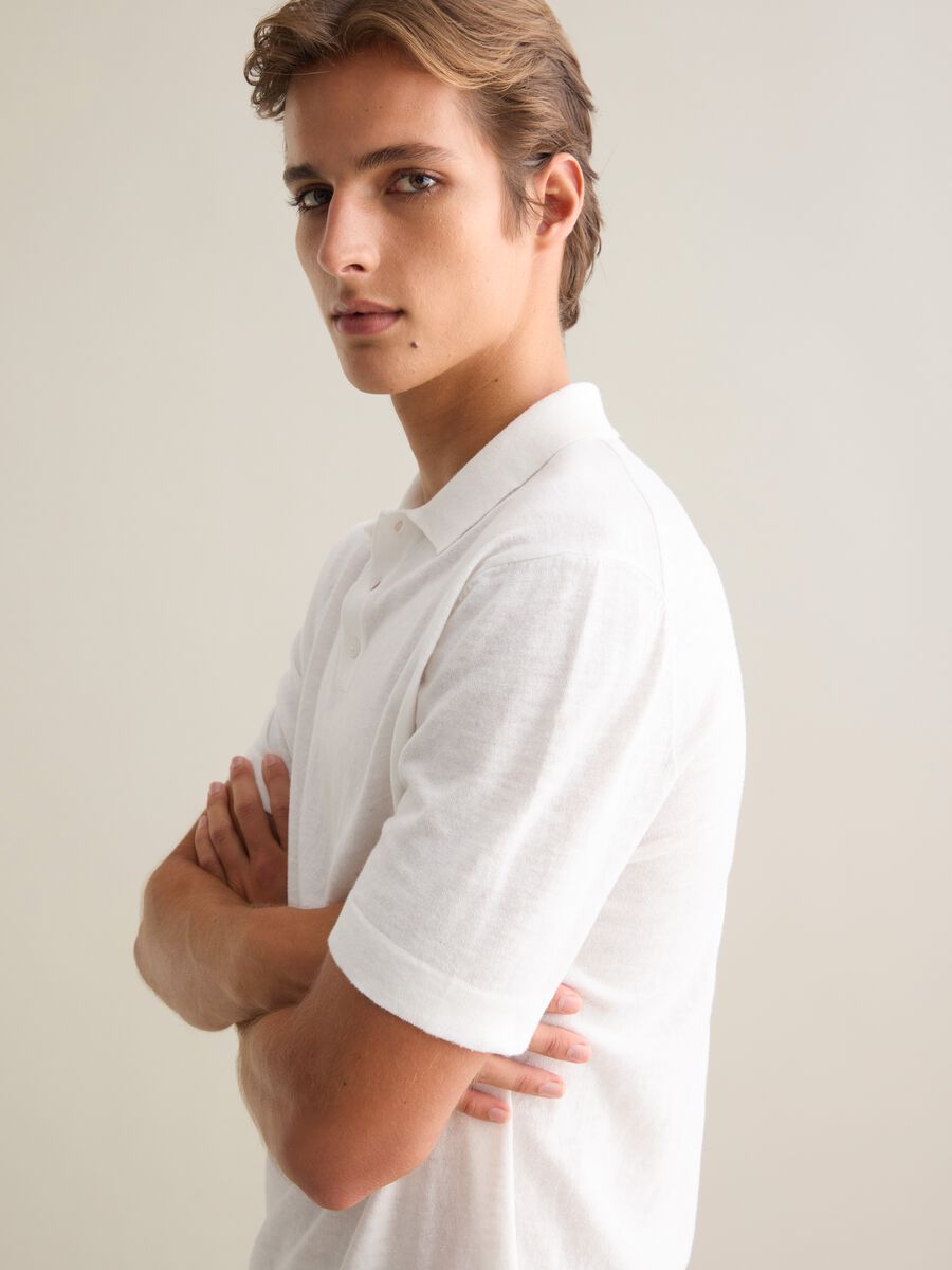 White Short Sleeve Cotton Polo_1