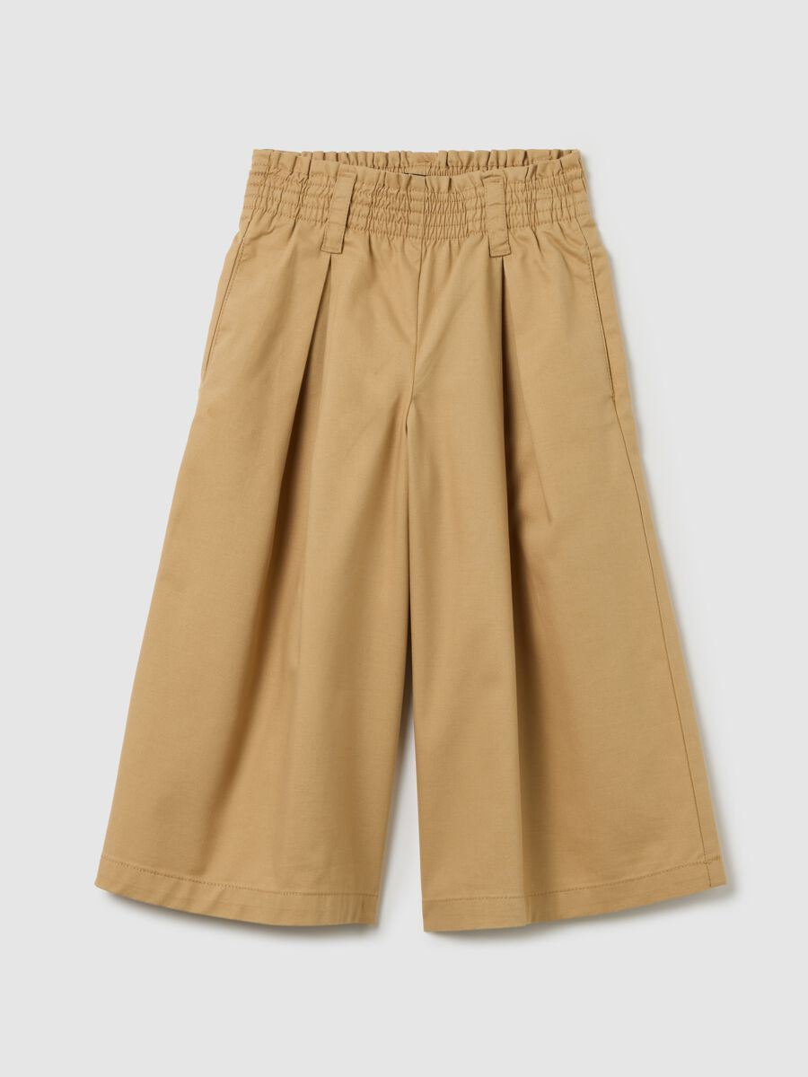 Girls' Beige Blend Wide-Leg Trousers_0