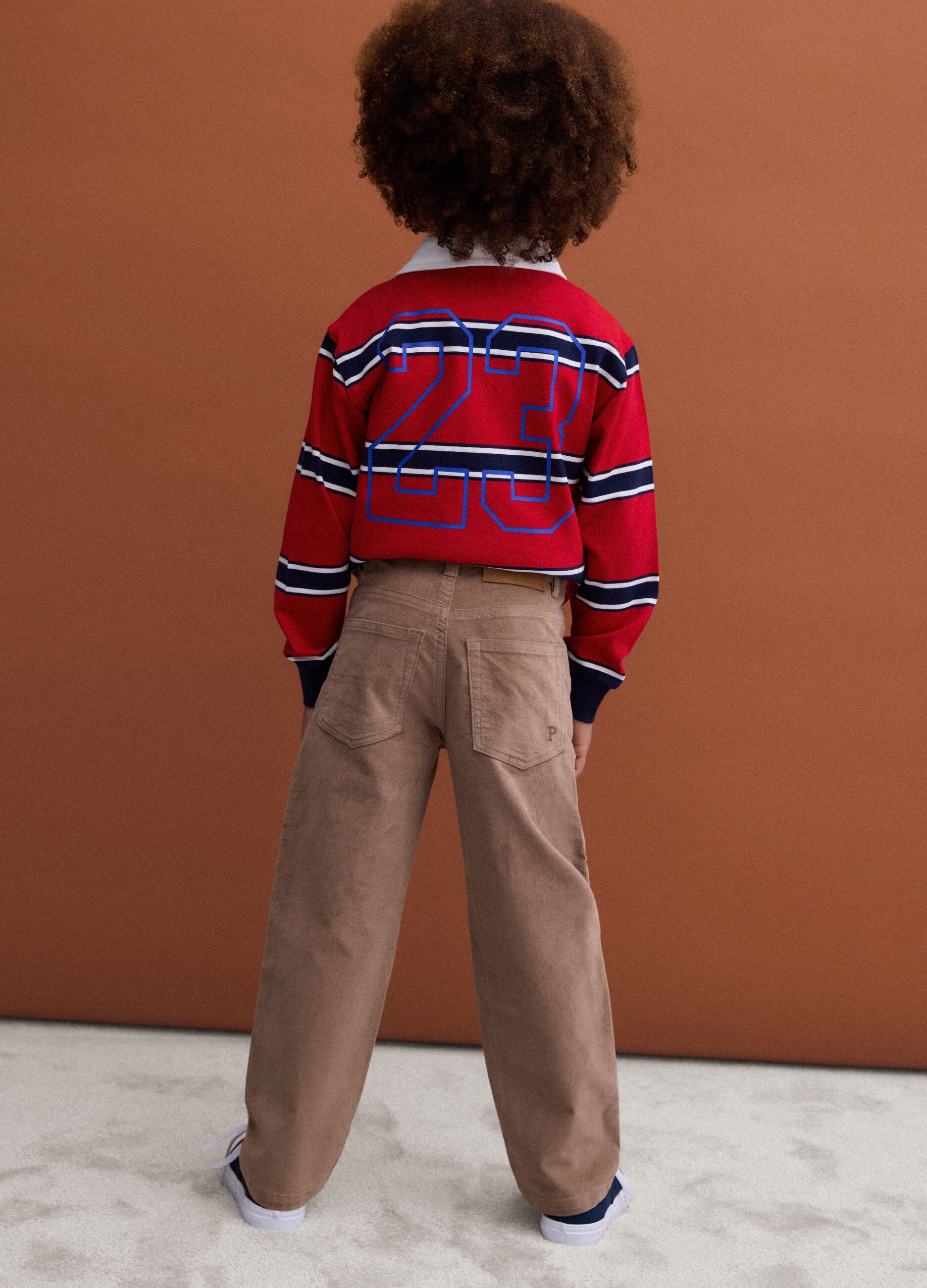 Brown regular-fit stretch cotton trousers