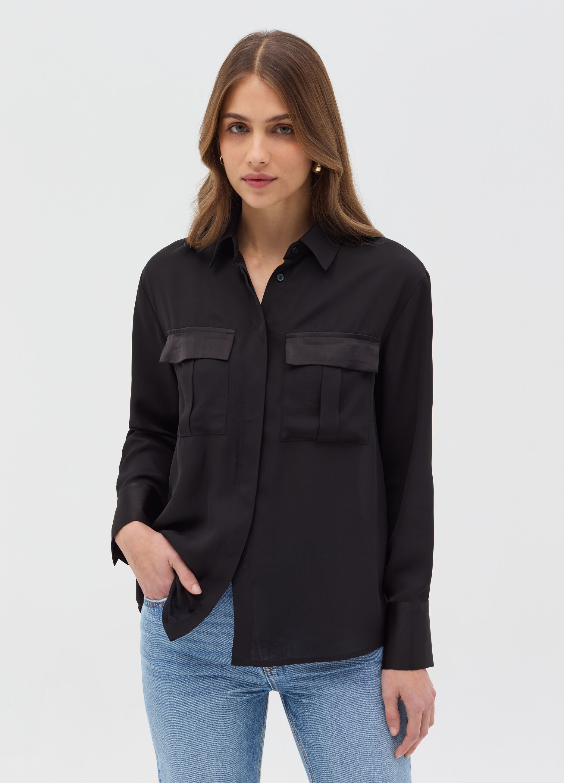 Camicia con dettagli in satin