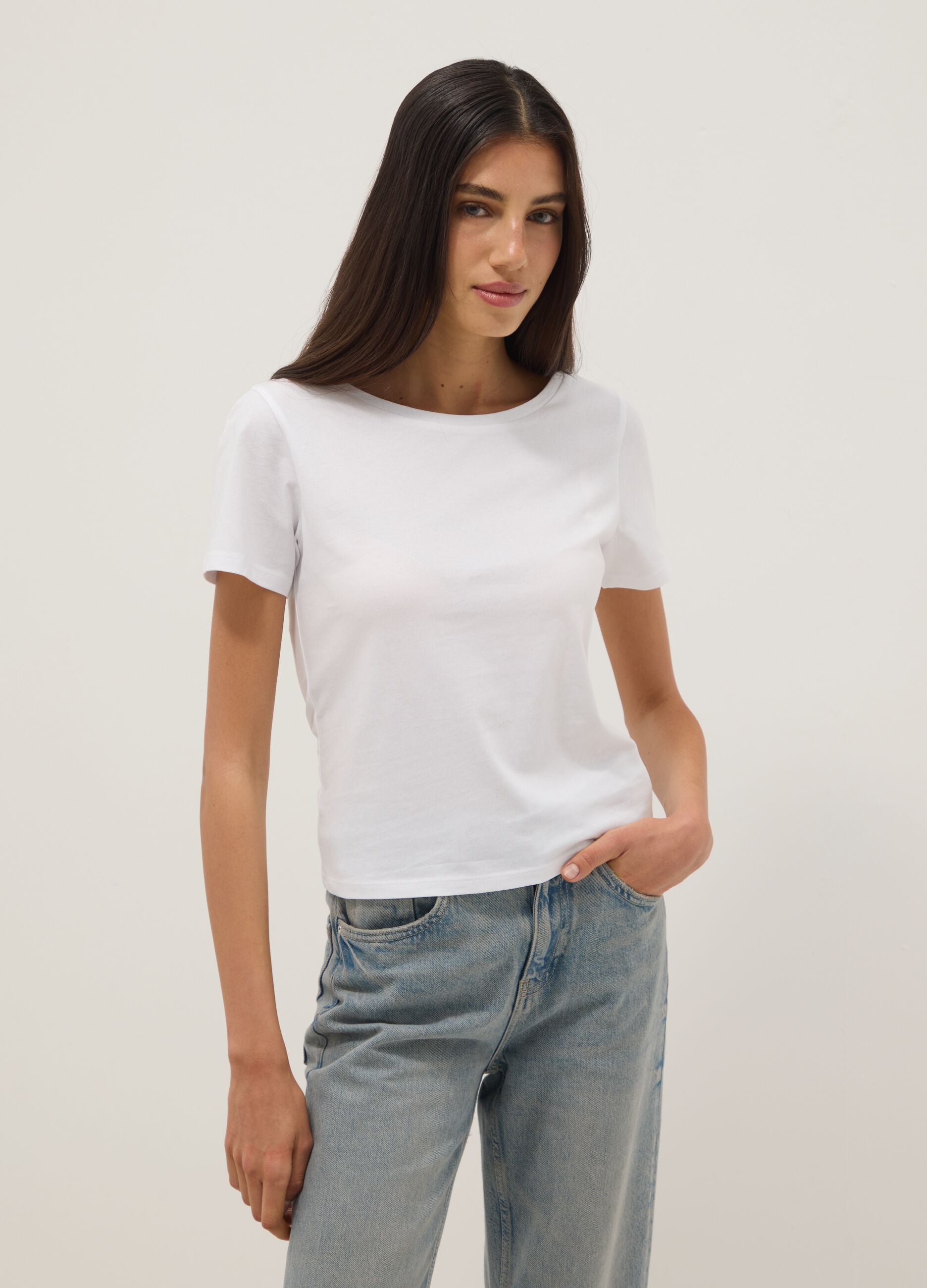 White pure cotton short-sleeved T-shirt