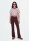 Brown Flared Stretch Cotton Trousers_0