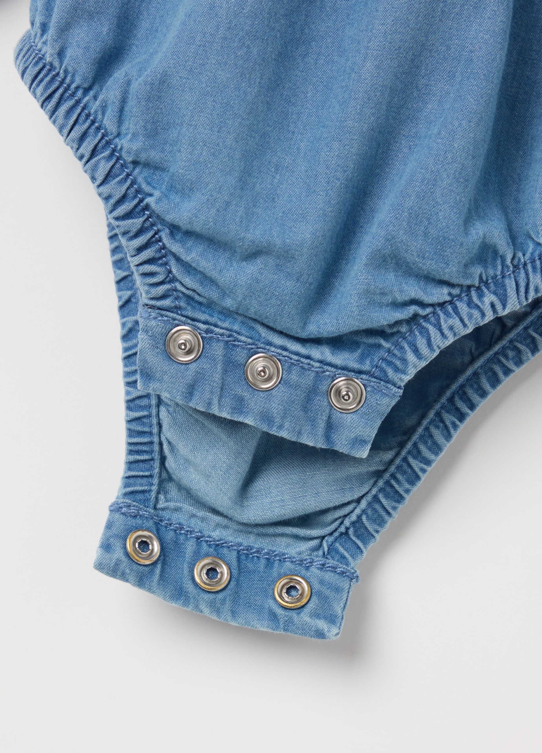 Body camicia in denim con rouche 
