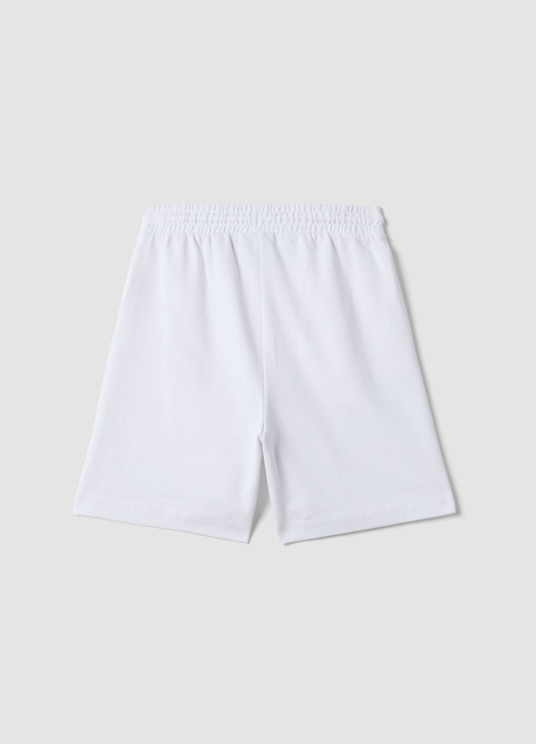White pure cotton shorts with elasticated waist
