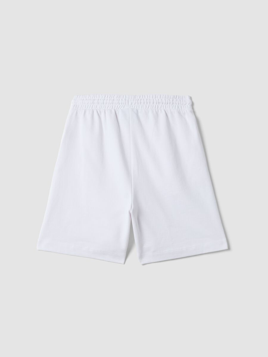 White pure cotton shorts with elasticated waist_1