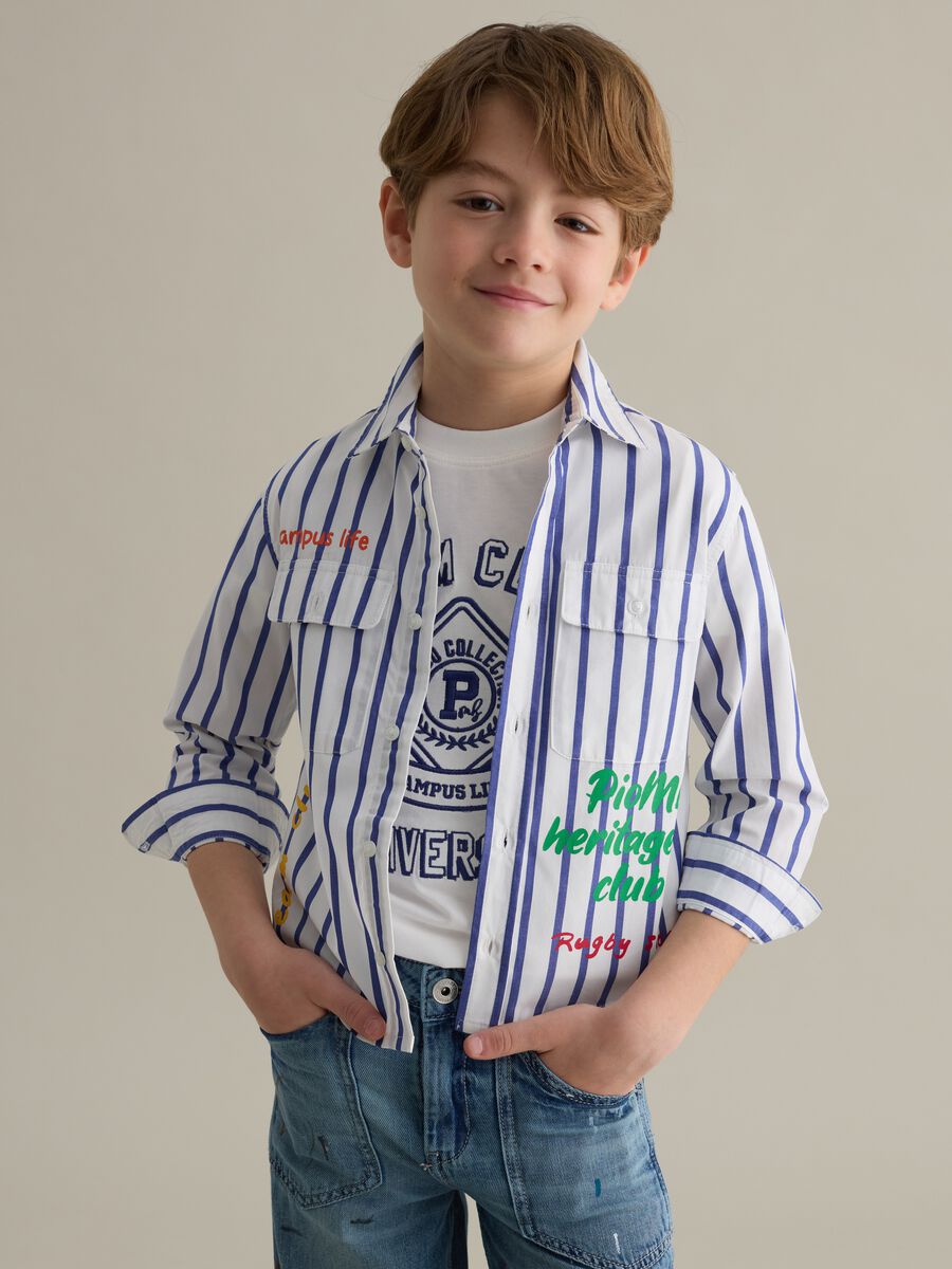 Striped shirt with lettering print_0