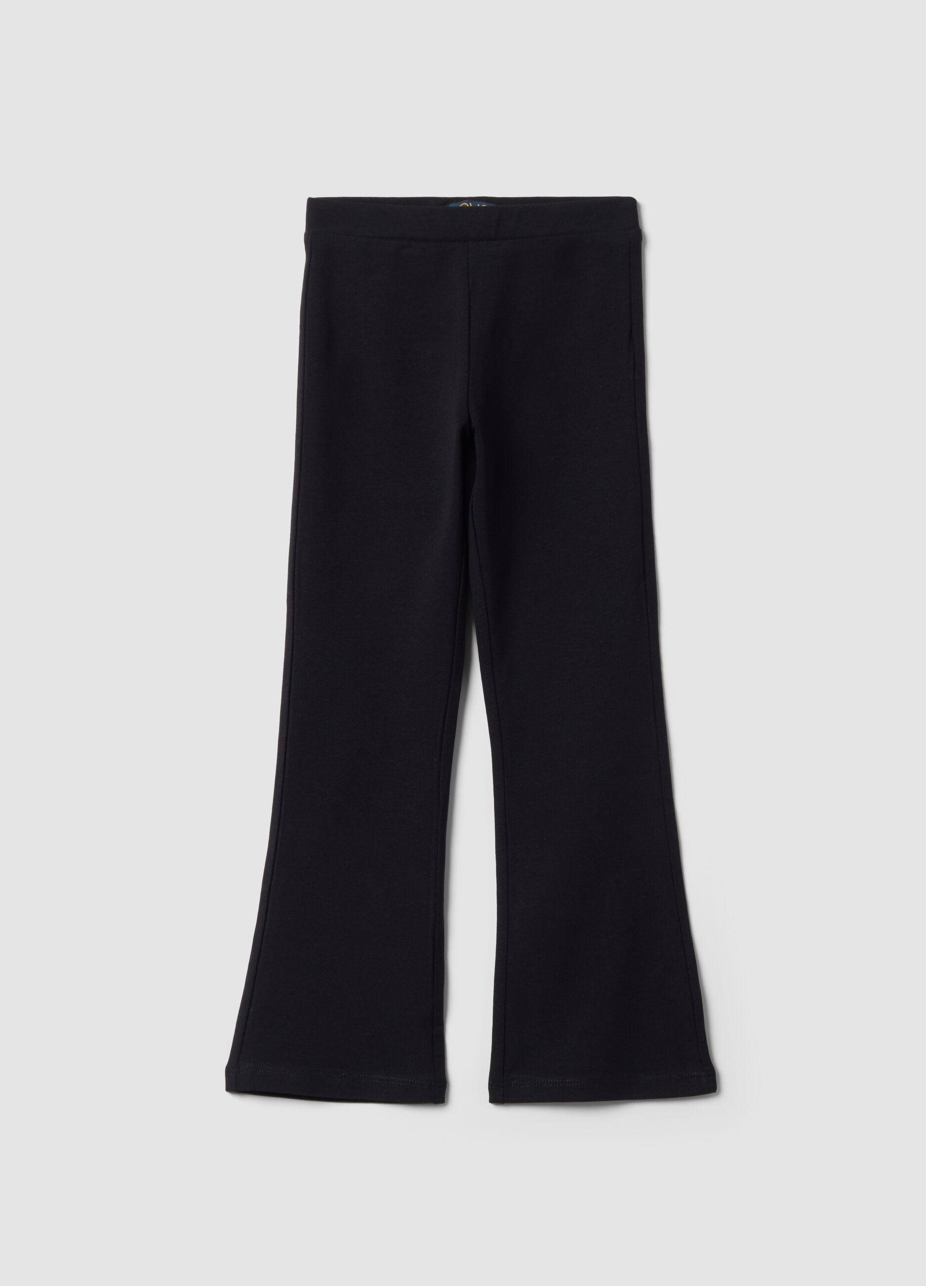 Black stretch cotton flared leggings for girls