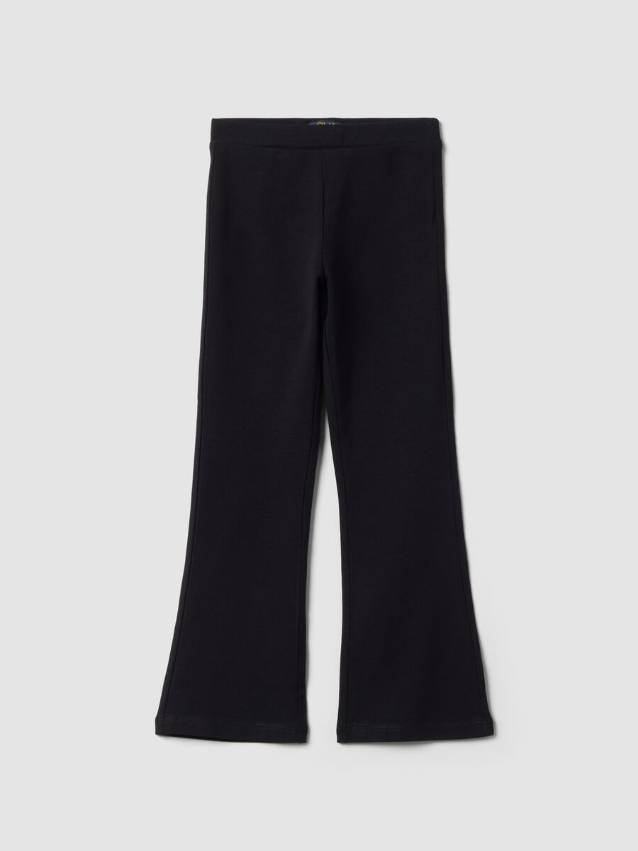 Leggings neri in cotone elasticizzato flare fit per bambina_0