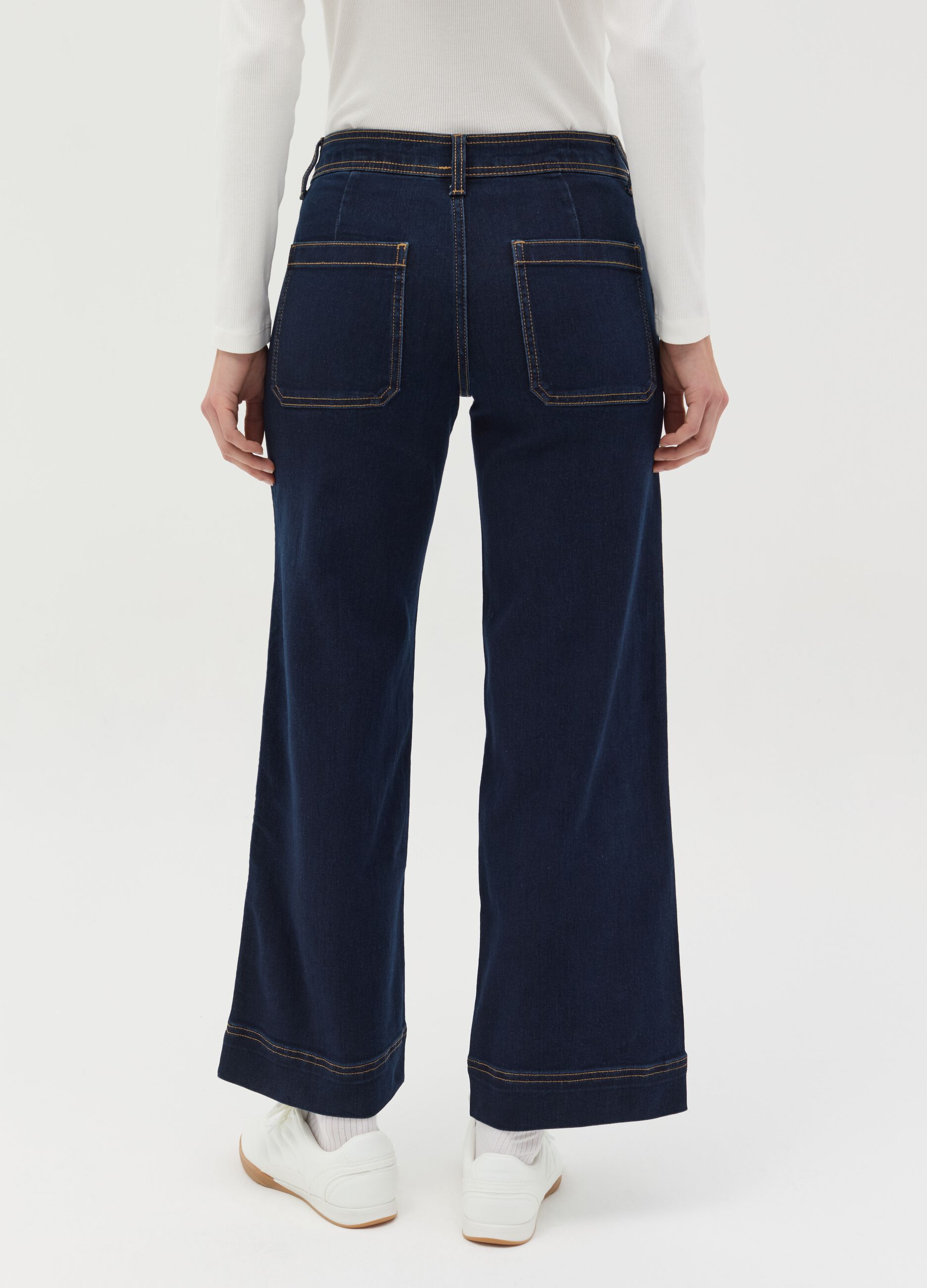 Flare-fit high-rise culotte jeans