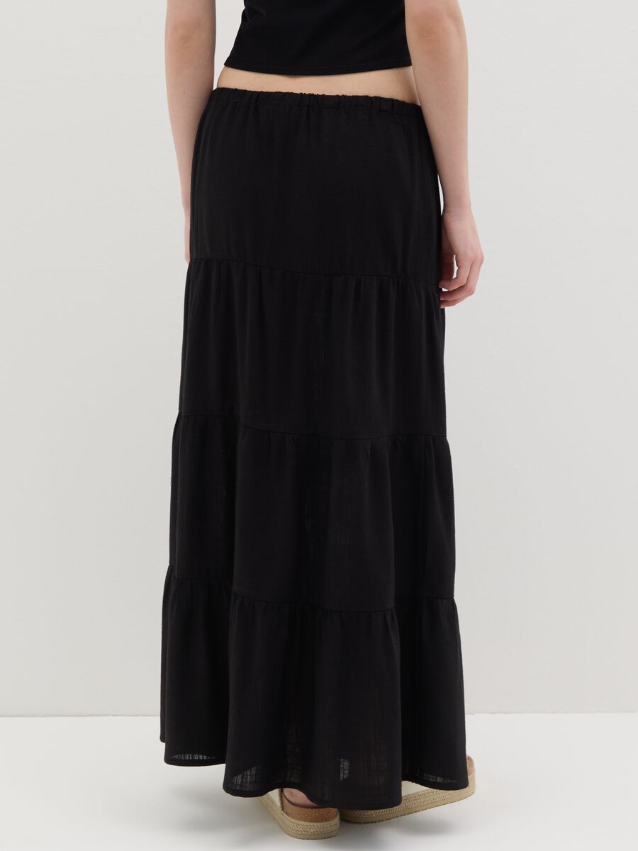 Women's black viscose blend long skirt_3
