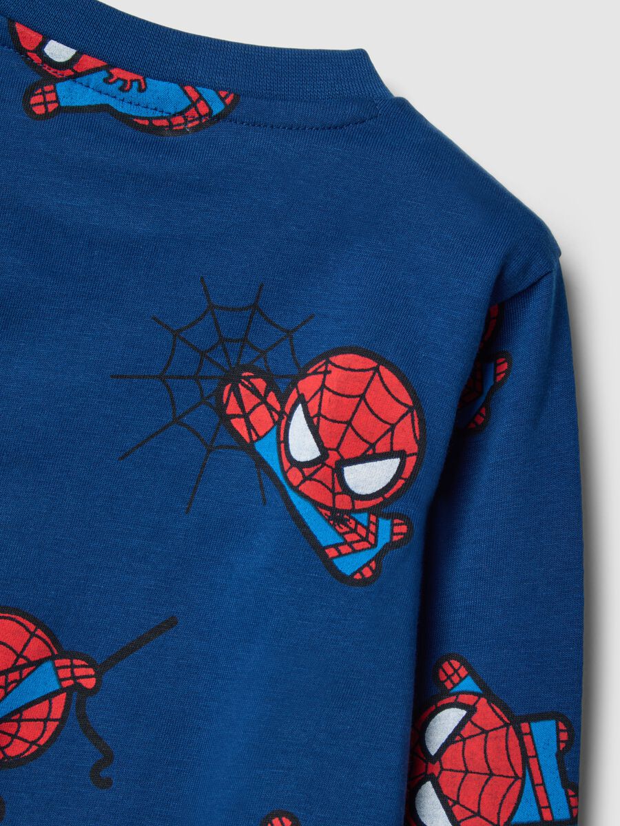 Newborn blue pure cotton pyjamas regular fit with Spider-Man prints_3