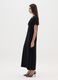 Long black dress with deep V-neck and regular fit long sleeves_1