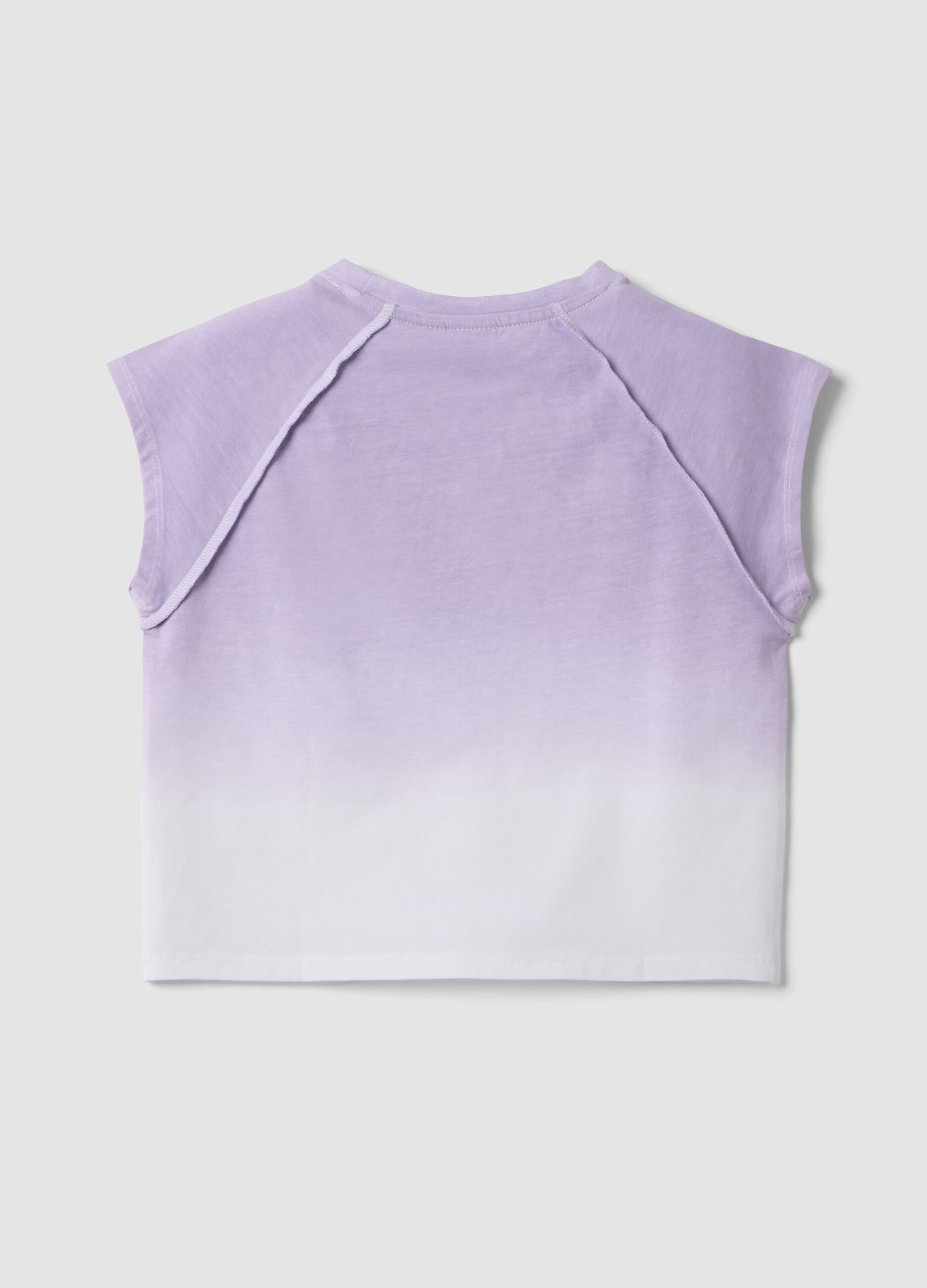 T-shirt viola a maniche corte in cotone elasticizzato per bambina regular fit