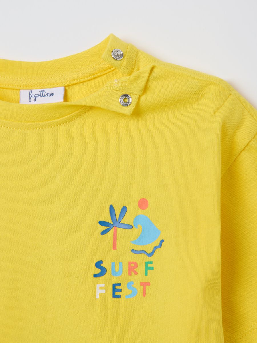 Yellow cotton T-shirt with "Surf Fest" print_3