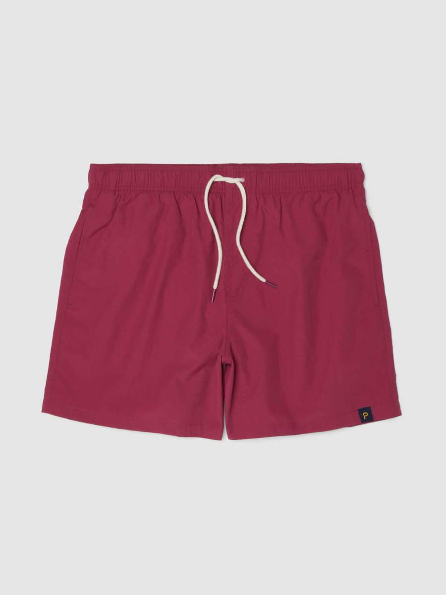 Boxer da mare rosso con vita elasticizzata e coulisse_0