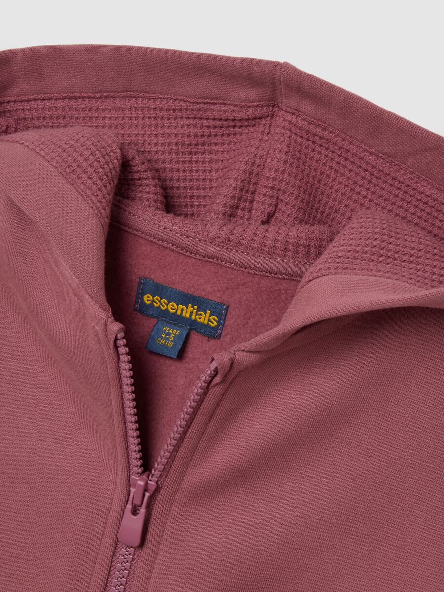 Felpa rosa da bambina in puro cotone regular fit con cappuccio e zip_3
