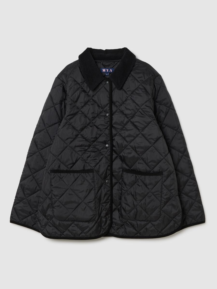 Giacca imbottita nera regular fit con bottoni_0