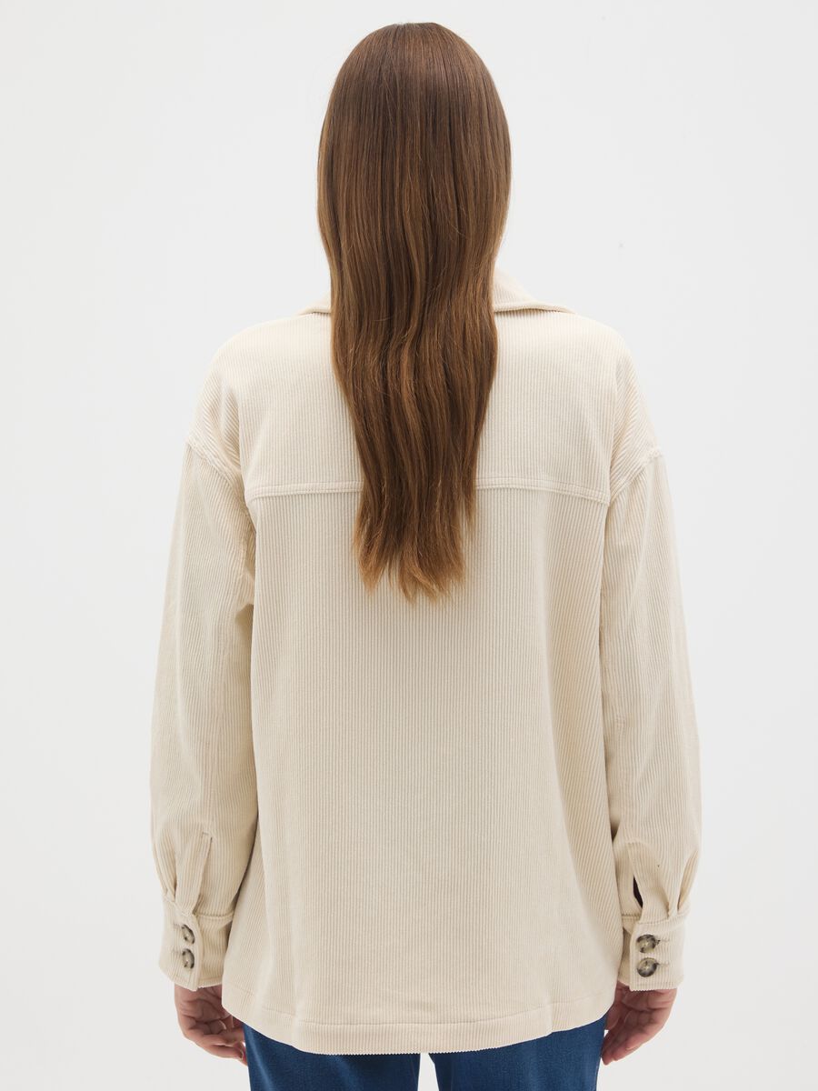 Cream Velvet Maternity Shacket_3