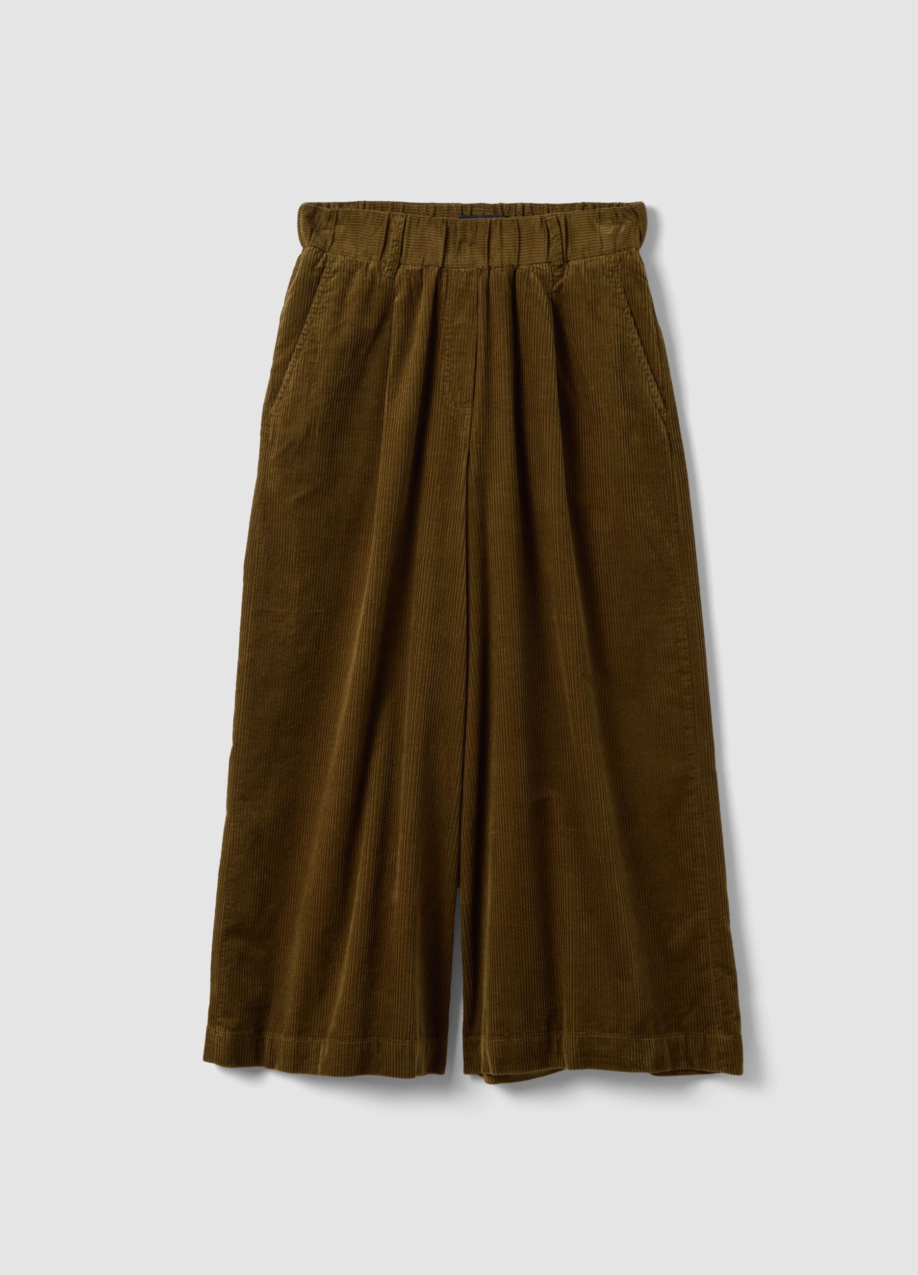 Pantaloni verdi in puro cotone a coste regular fit