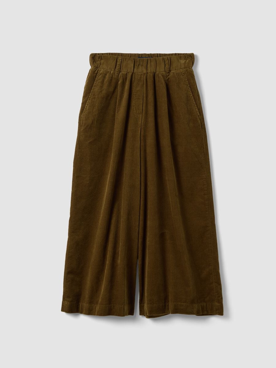 Pantaloni verdi in puro cotone a coste regular fit_0