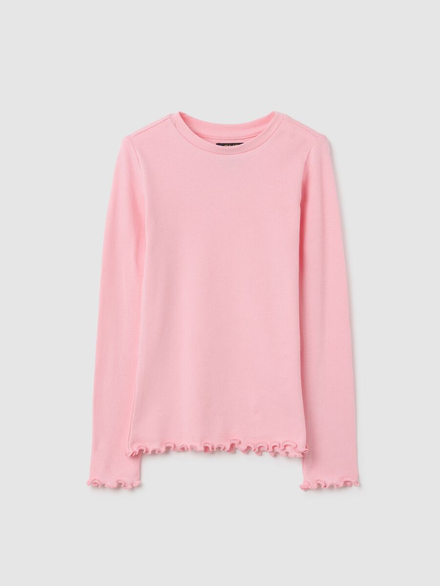 Girls' pink cotton regular fit top_0