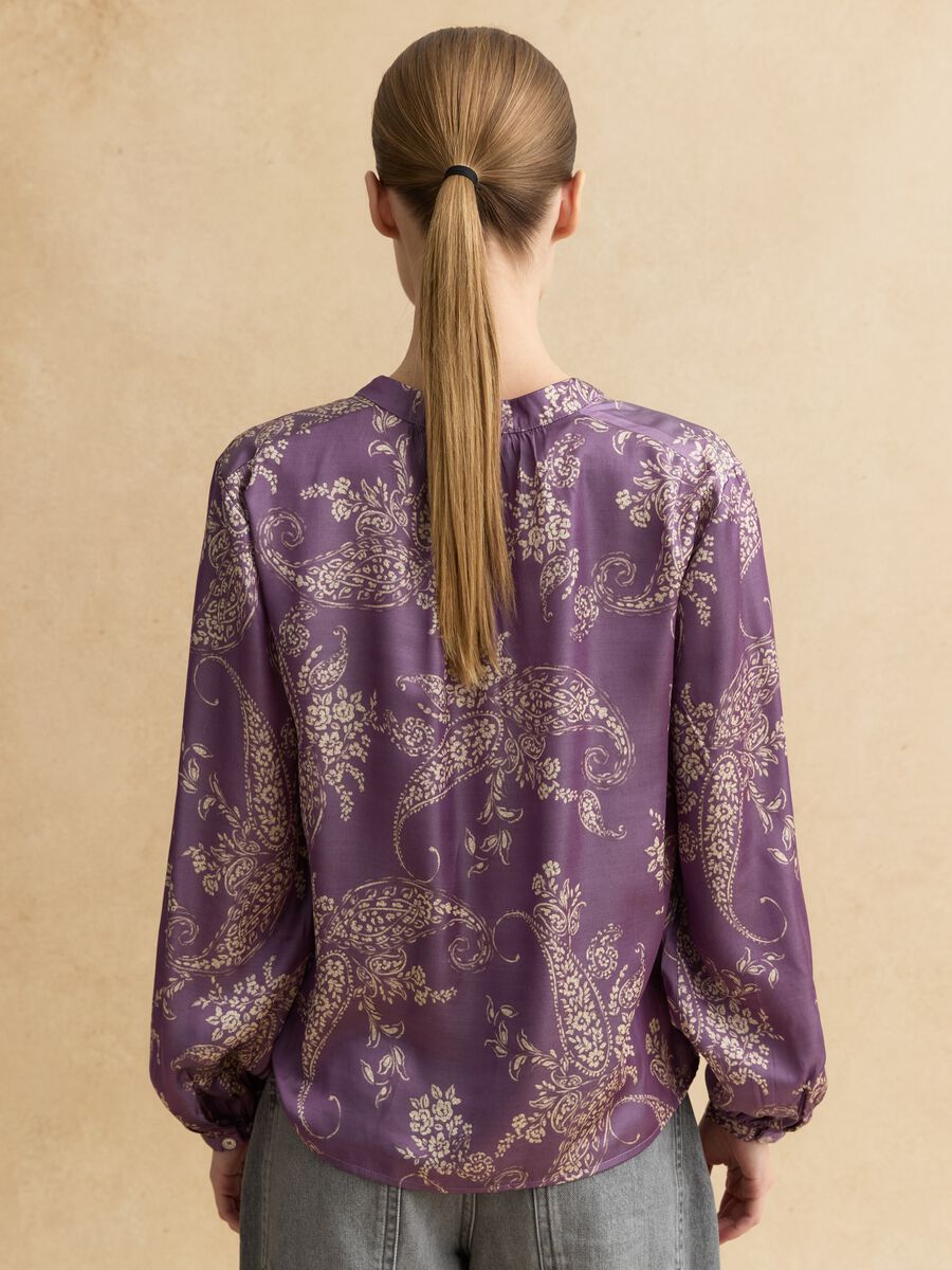 Multicolour viscose blend regular fit shirt with mandarin collar_3