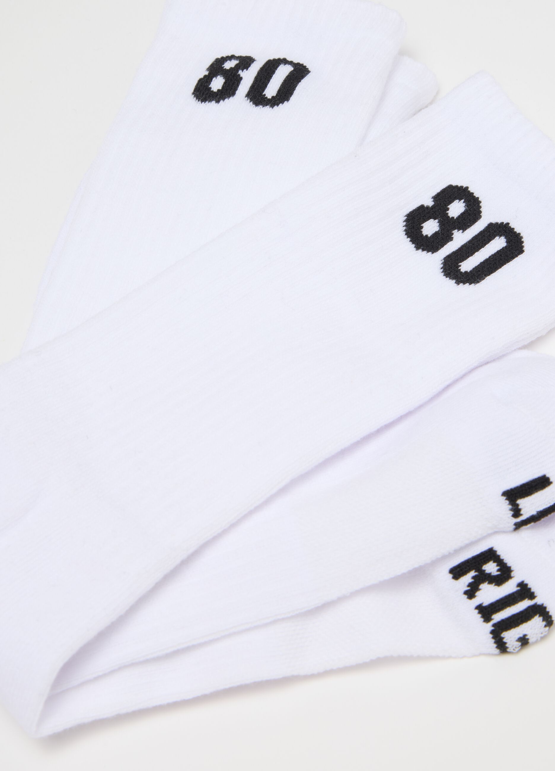 White Stretch Cotton Blend Sports Socks Tripack