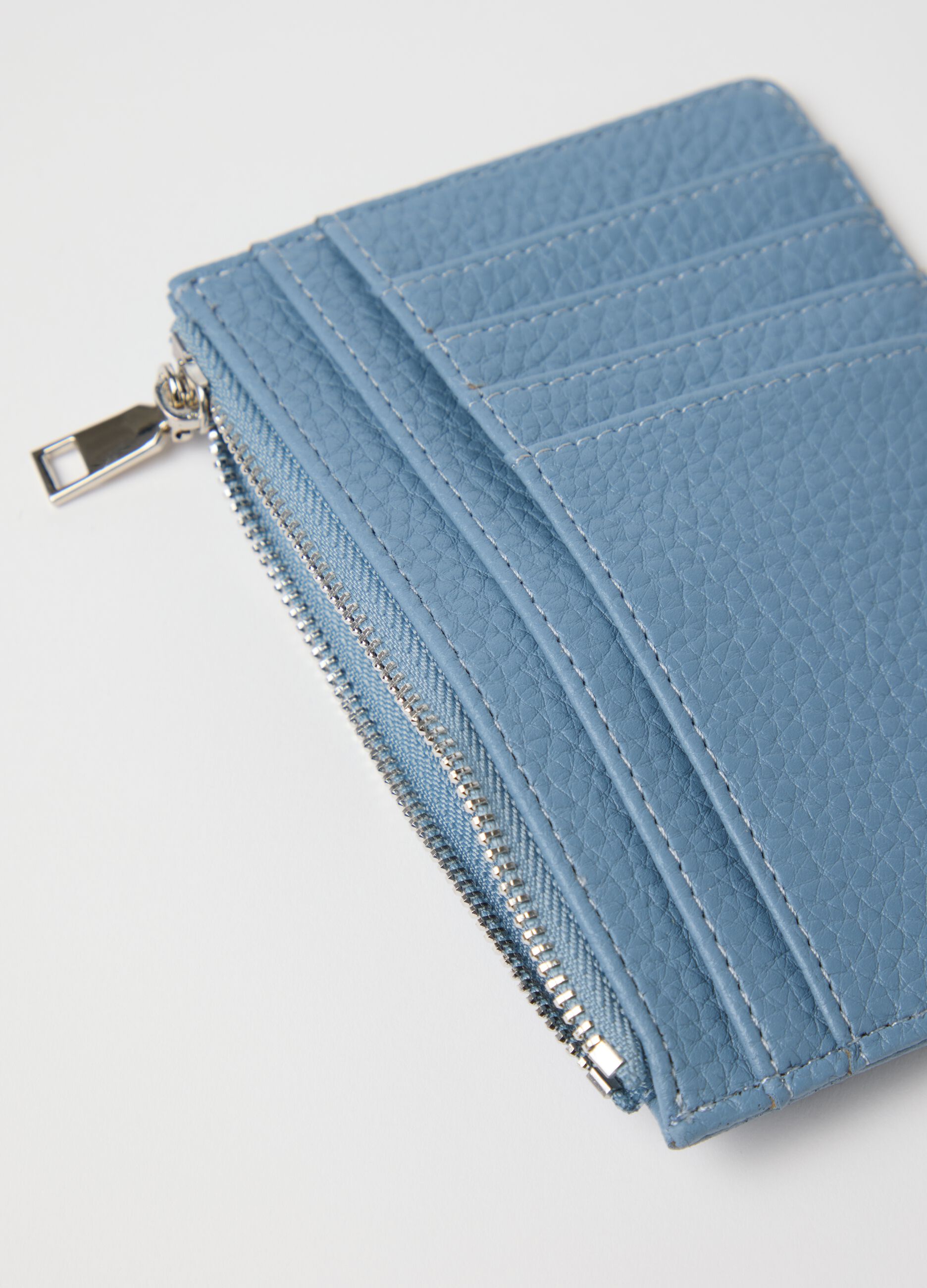 Light blue textured-effect credit card holder