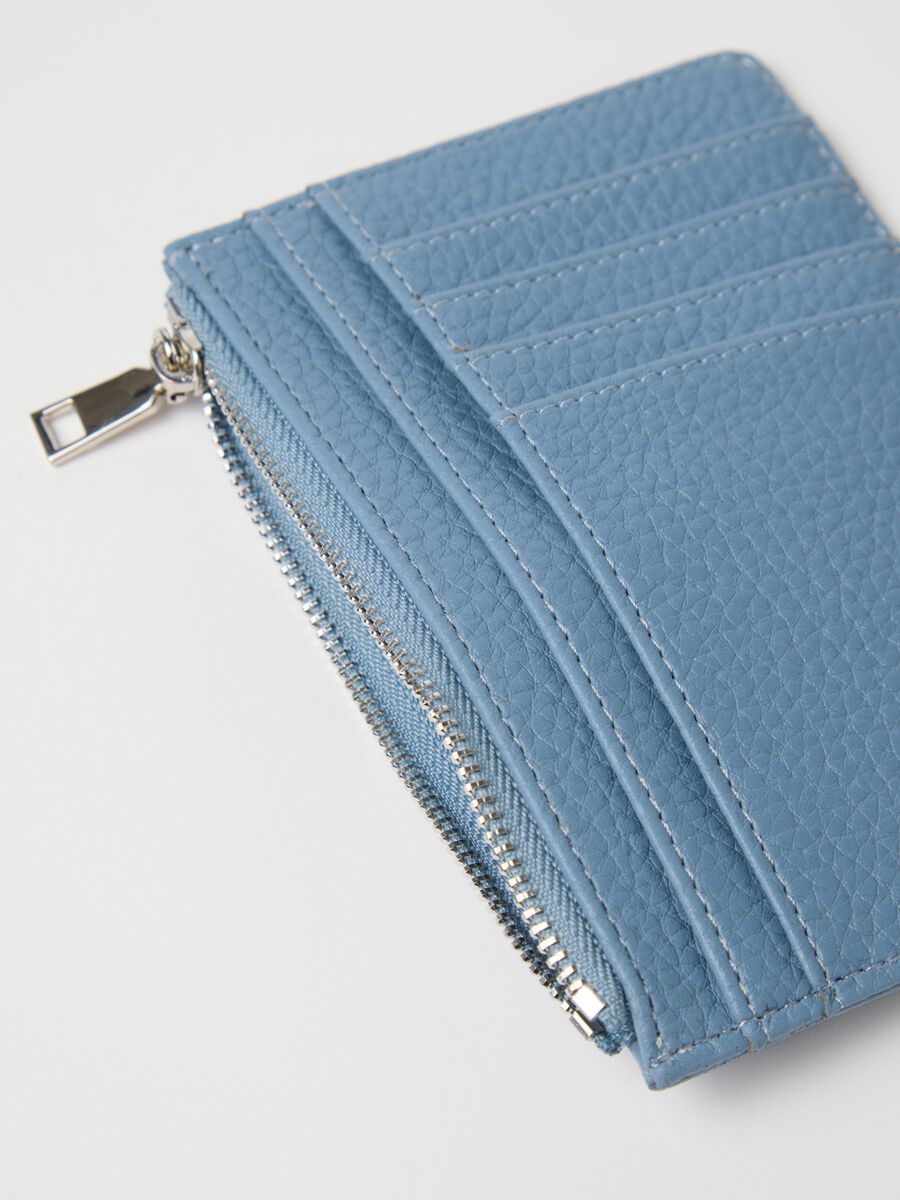 Light blue textured-effect credit card holder_2