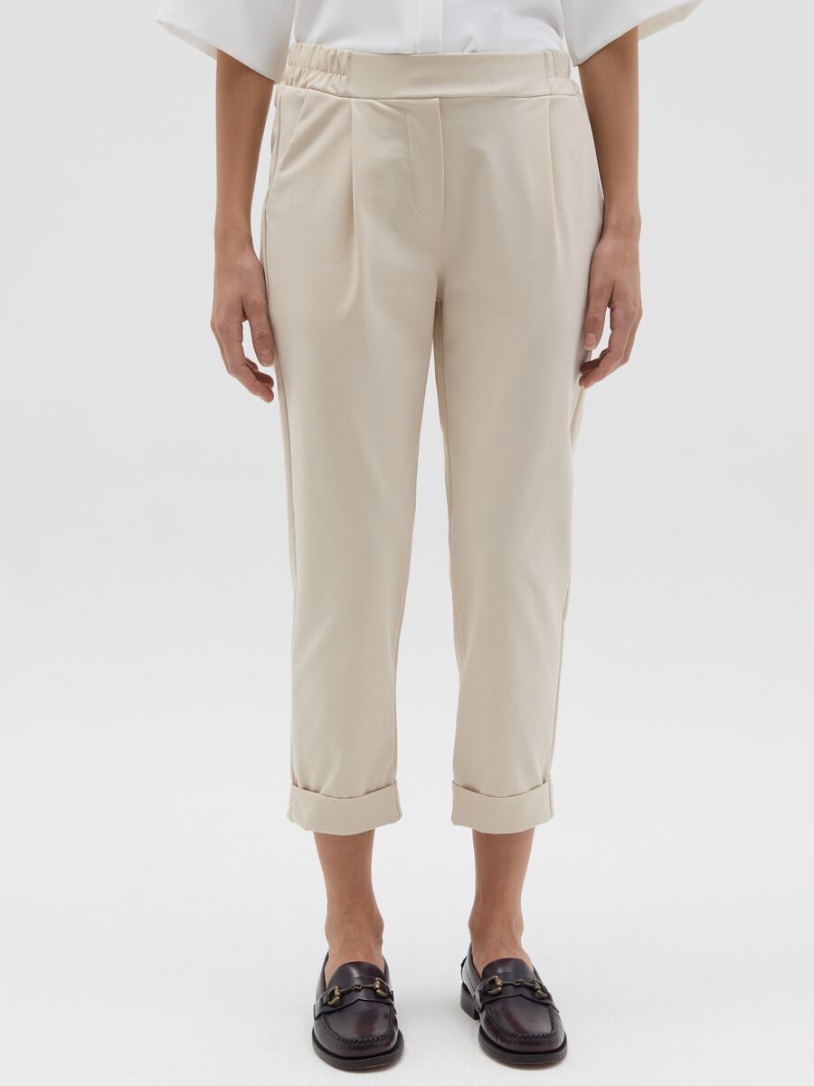 Cropped chino trousers with turn-ups_1
