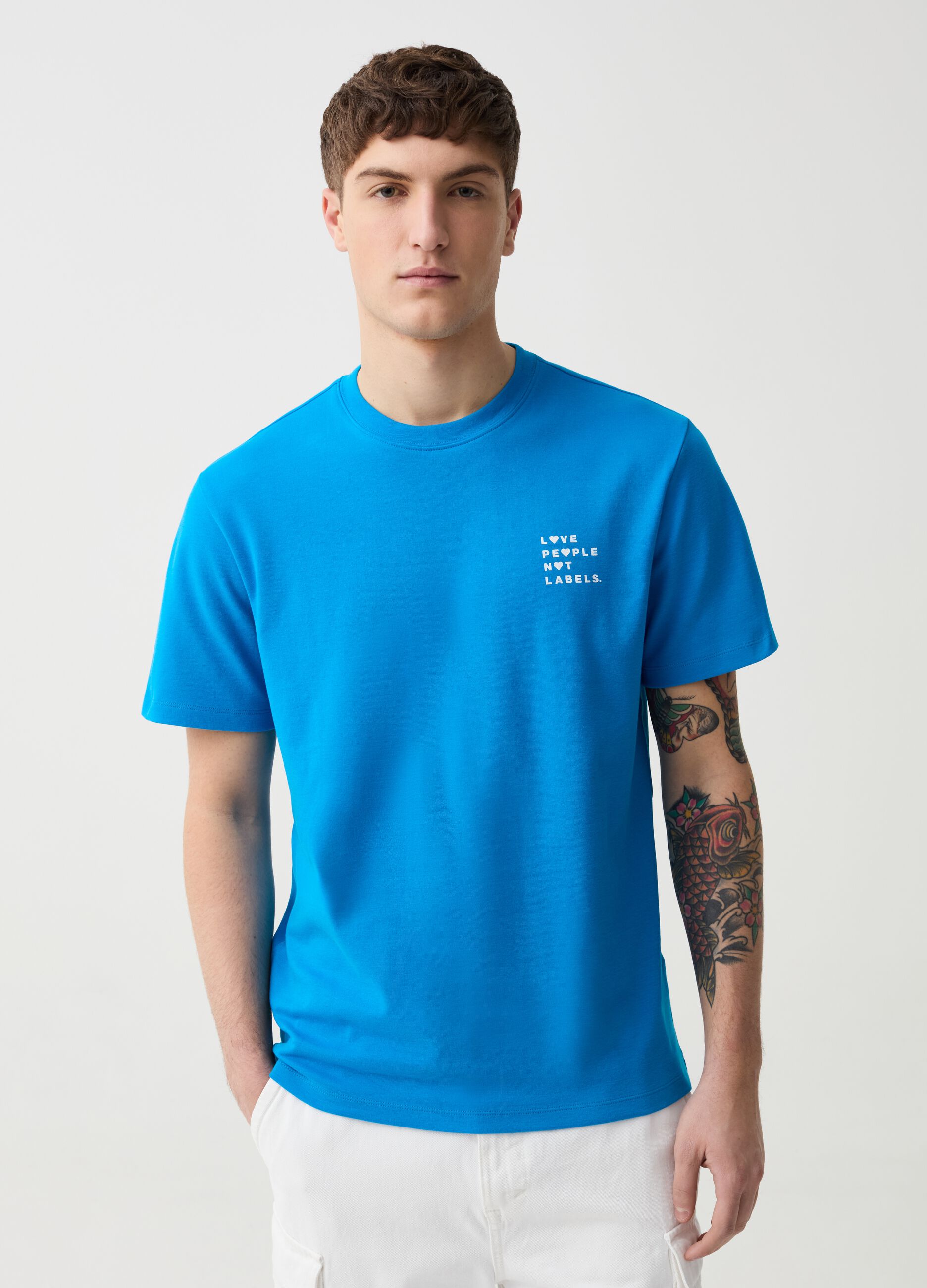 Cotton T-shirt with printed lettering