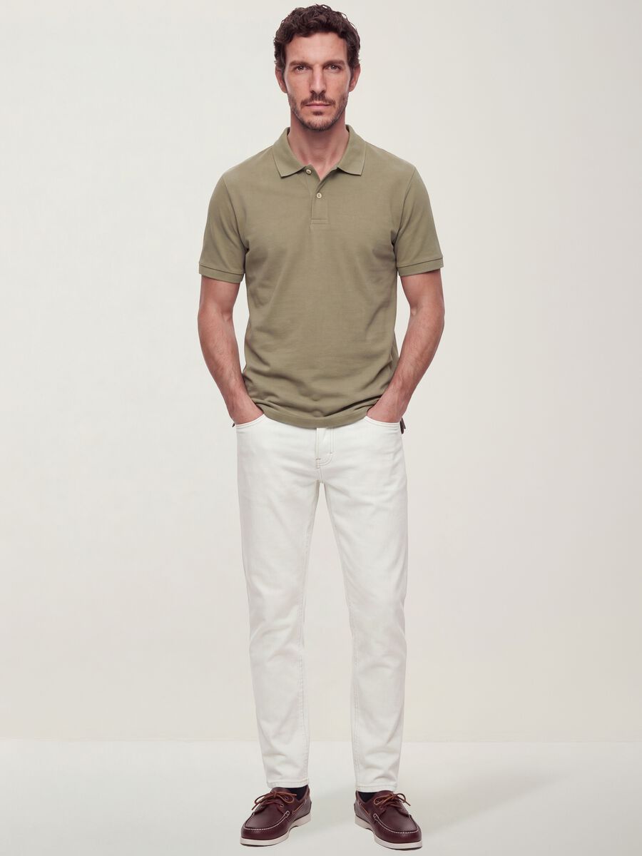Polo verde in puro cotone piquet con colletto classico regular fit_2
