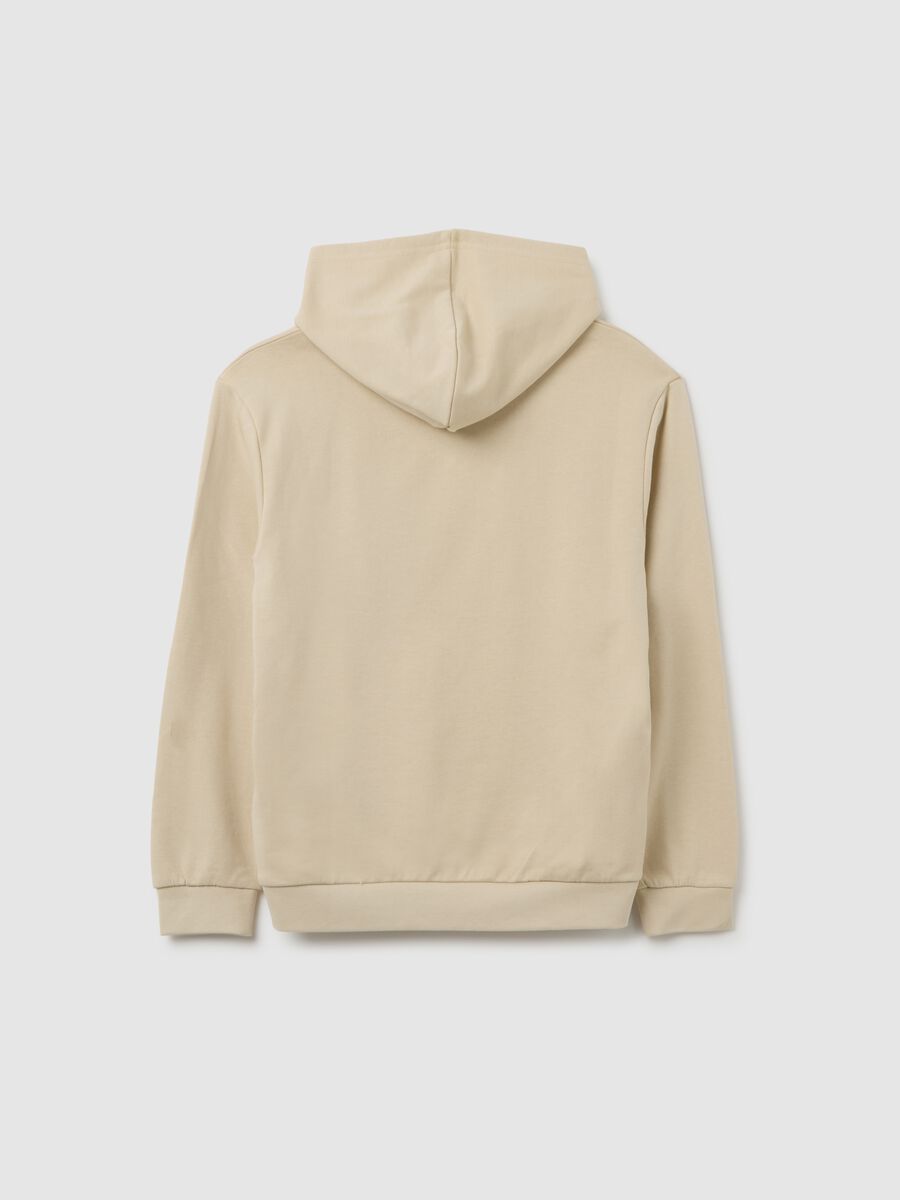 Beige cotton blend hoodie for boys_1